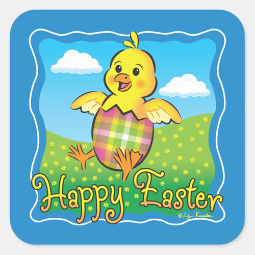 Easter Chick Square Stickers